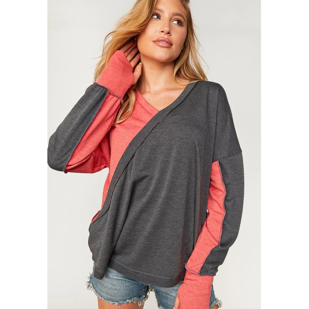 (⭐️⭐️LAST ONE⭐️⭐️) Reverse Stitch Color Block Sweater - Picture 3 of 8